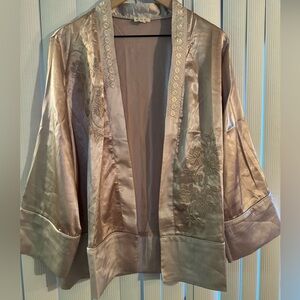 POL Satin Kimono in Soft Cream Satin with beautiful embroidery